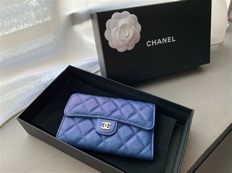 chanel iridescent blue wallet|More.